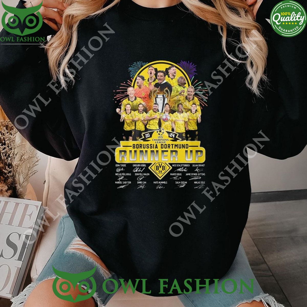 2024 Champions League Borussia Dortmund Runner Up Signature Tshirt Hoodie