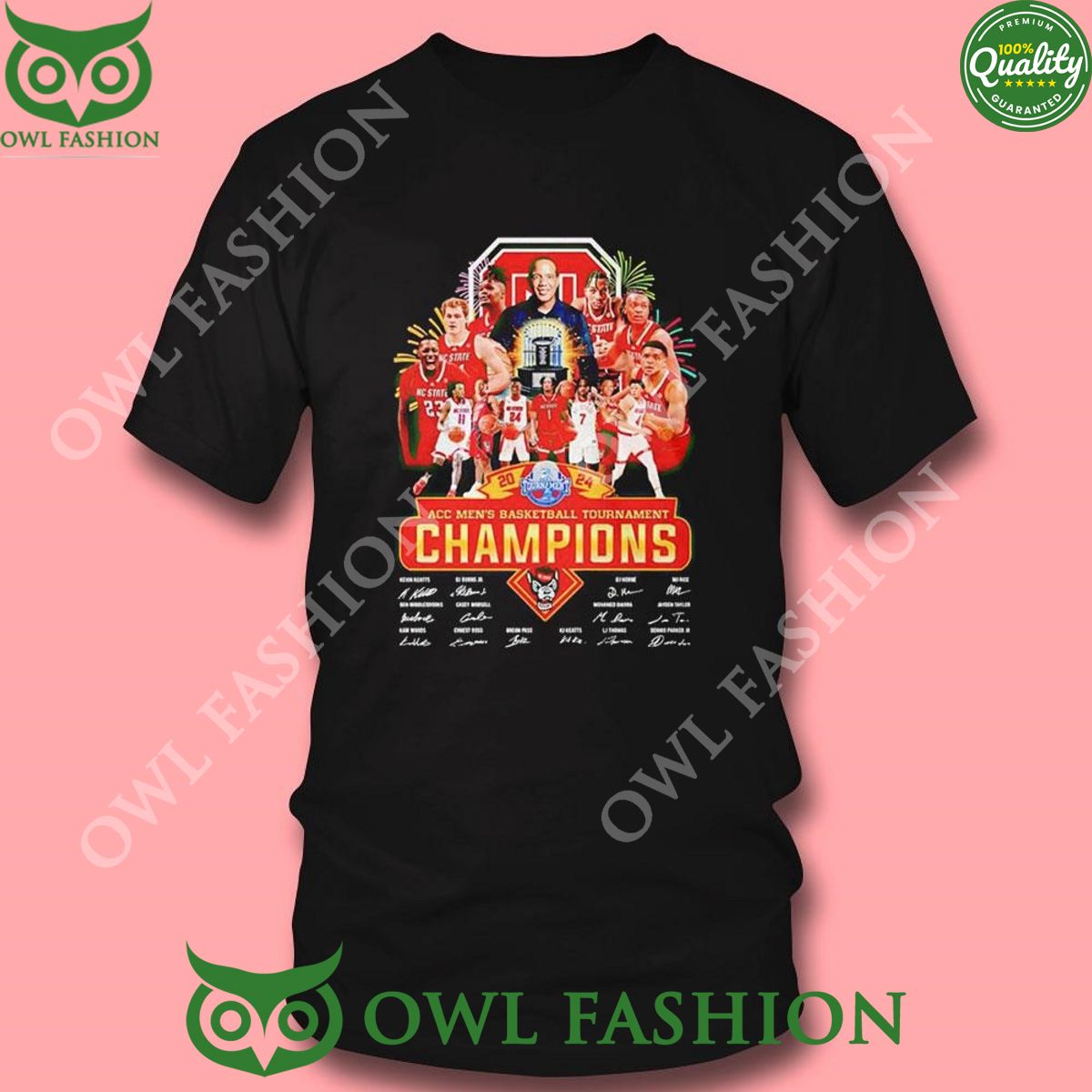 2024 Nc State Wolfpack Accbasketball Tournament Champions Player Signatures t Shirt