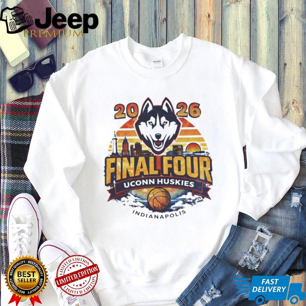 2026 NCAA Final Four UConn Huskies Indianapolis Skyline Sunset T Shirt