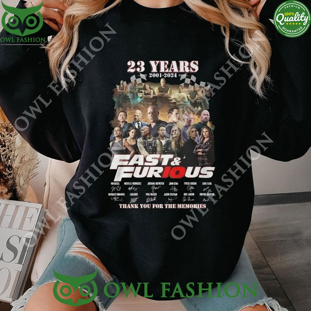 23 Years 2001-2024 Fast Furious Memories Hoodie Shirt