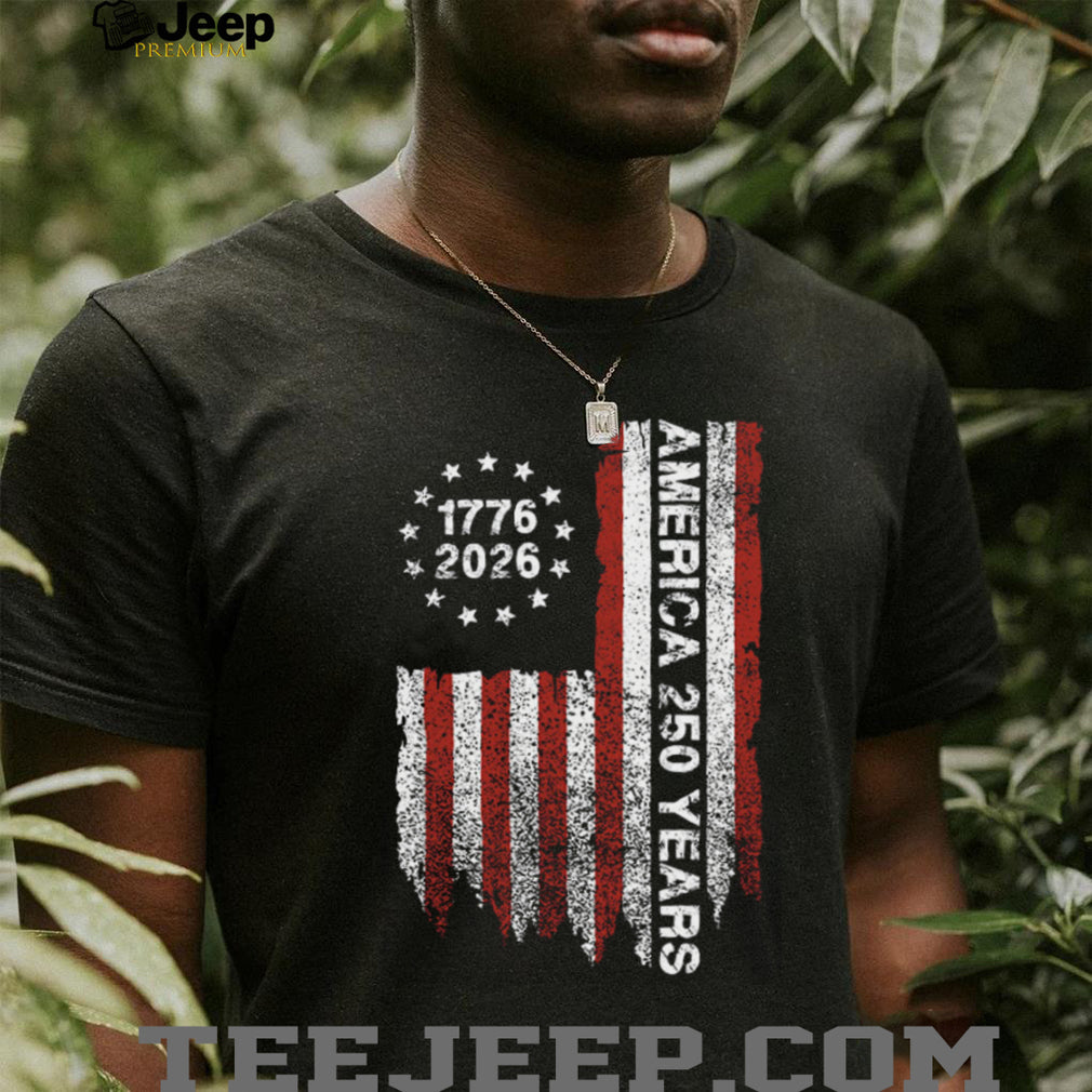 America 250 Years 1776 2026 Vertical Distressed Flag T Shirt