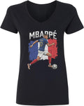 Mbappe Inspired Graphic France Fan Soccer Pride Ladies' V-Neck Tshirt