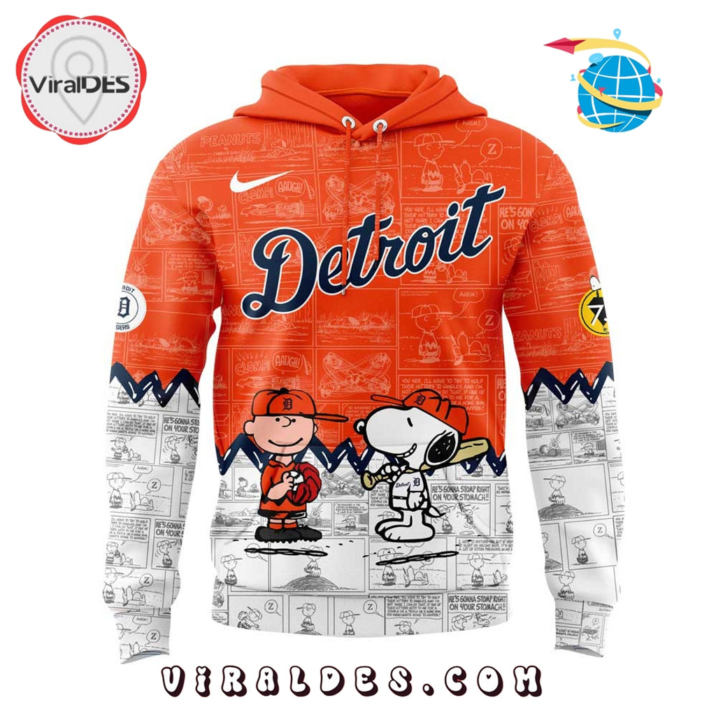 75th Anniversary of Peanuts Detroit Tigers Orange Hoodie
