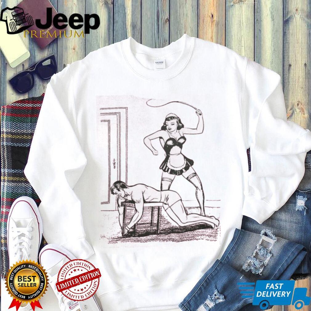 Vintage Comic Style Pin Up Maid Dominatrix Pink Graphic T shirt