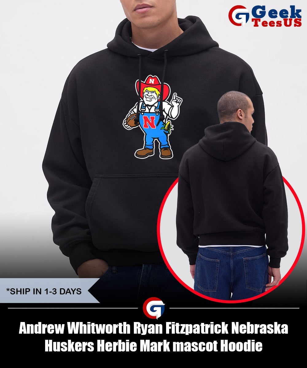 Andrew Whitworth Ryan Fitzpatrick Nebraska Huskers Herbie Mark mascot shirt