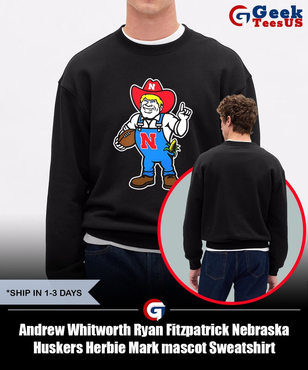 Andrew Whitworth Ryan Fitzpatrick Nebraska Huskers Herbie Mark mascot shirt