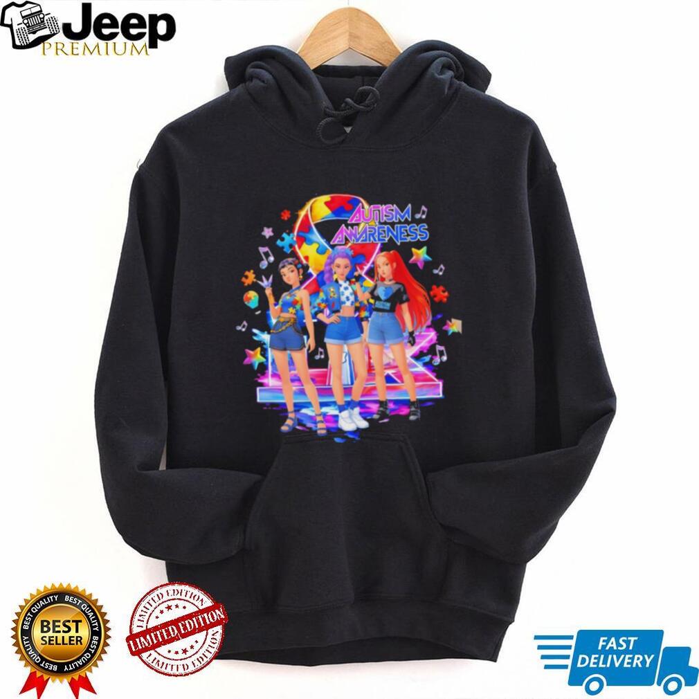 Anime Style Girls Autism Awareness Ribbon Puzzle Piece Graphic T Shirt