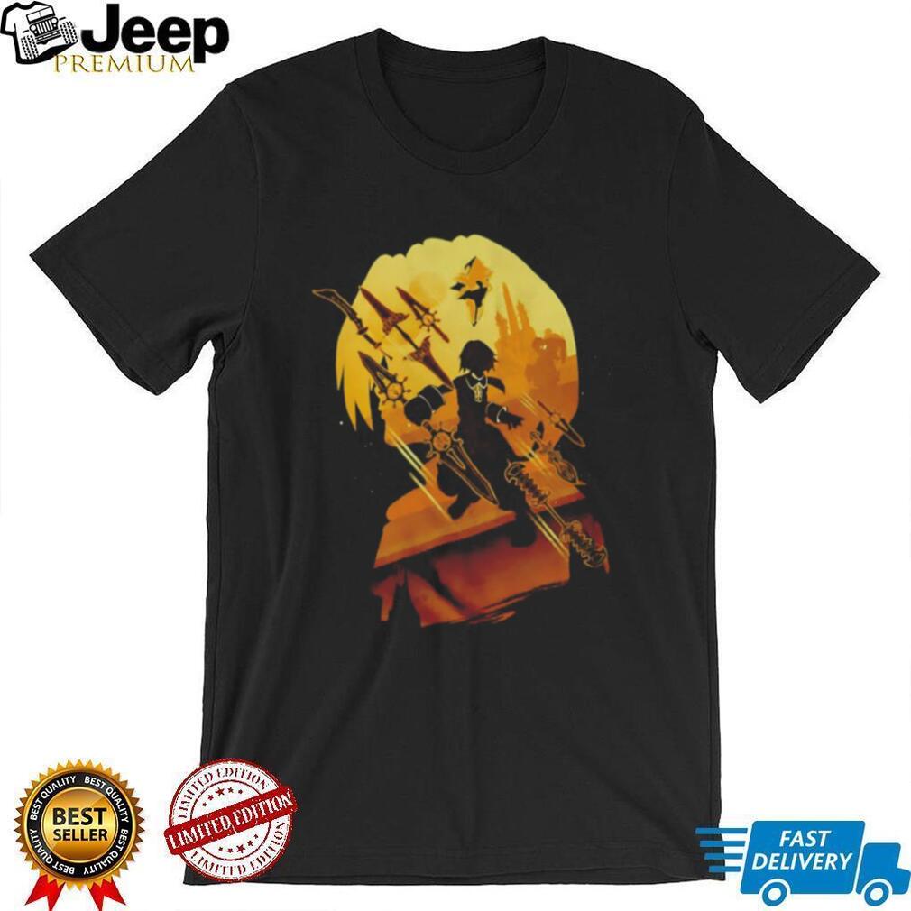 Anime Warrior Silhouette Graphic Art T Shirt Sword Fighter Design