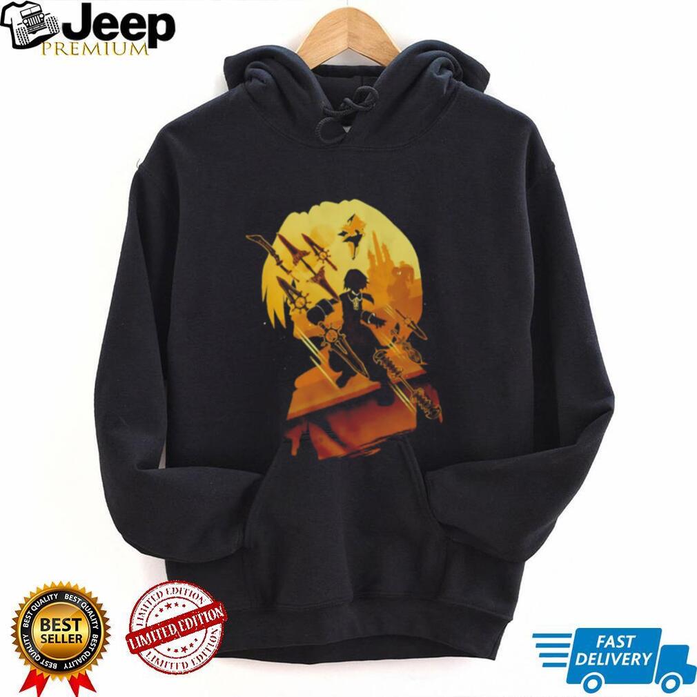 Anime Warrior Silhouette Graphic Art T Shirt Sword Fighter Design