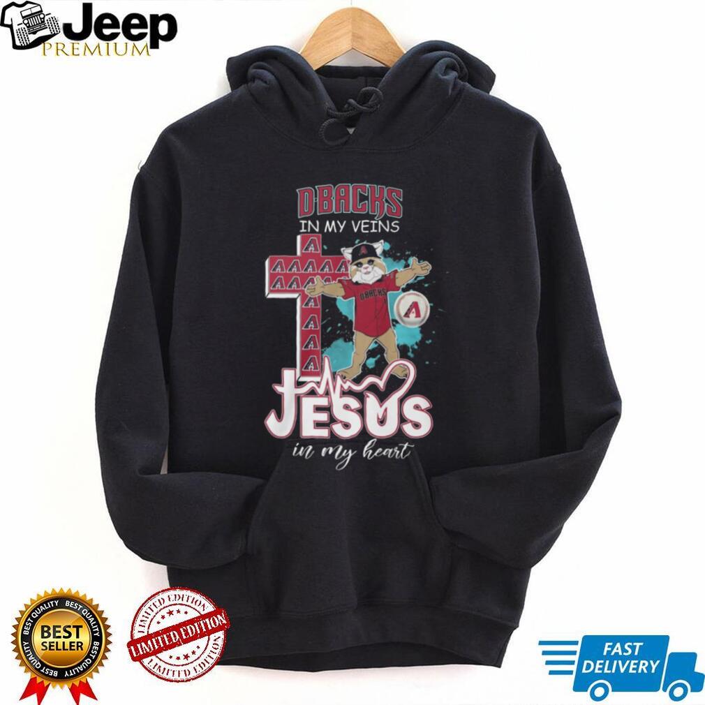 Arizona Diamondbacks Fan Apparel D Backs in my Veins Jesus in my Heart Baxter Mascot T Shirt