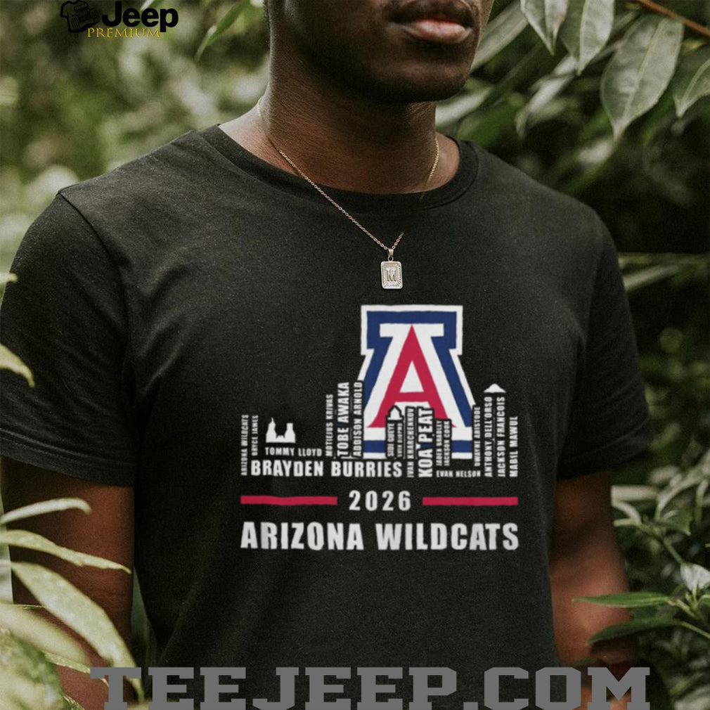 Arizona Wildcats 2026 Basketball Roster Skyline Logo T Shirt