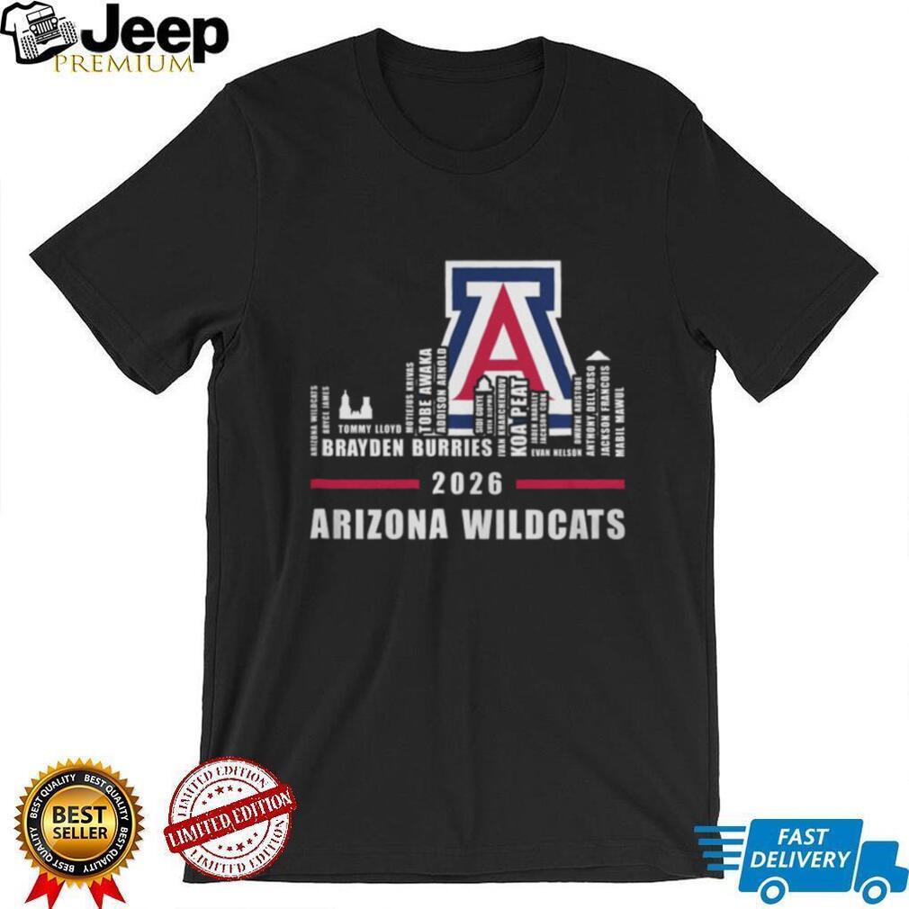 Arizona Wildcats 2026 Basketball Roster Skyline Logo T Shirt