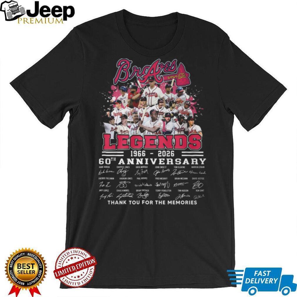 Atlanta Braves 60th Anniversary 1966 2026 Legends Signatures T Shirt