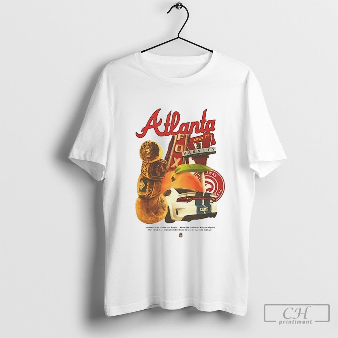 Atlanta City Icons Varsity Fox Theatre Peach Hawks Car Collage Shirt Sweater