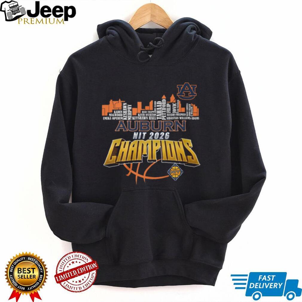 Auburn Tigers 2026 NIT Basketball Champions City Skyline Roster T Shirt