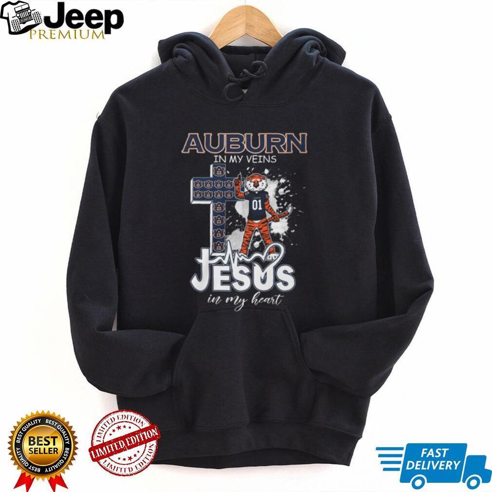 Auburn Tigers Fan T Shirt Auburn In My Veins Jesus In My Heart Mascot T Shirt