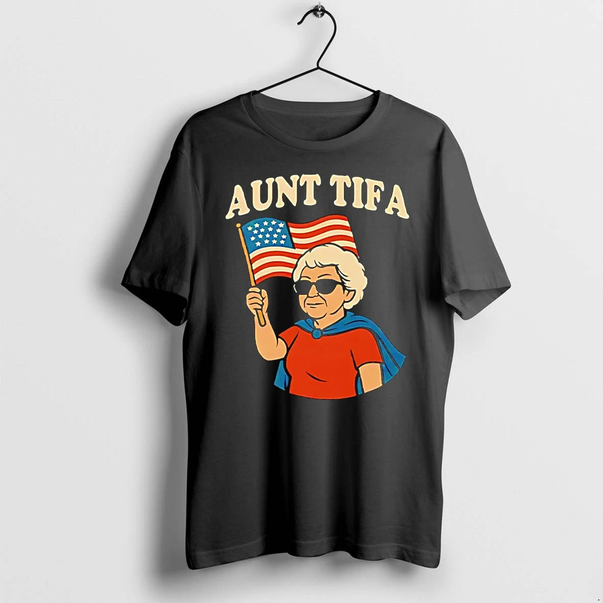 Aunt Tifa Woman Holding Usa Flag Tshirts Sweater