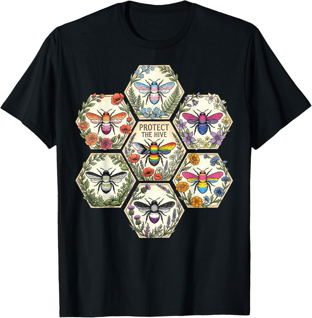 Protect The Hive LGBTQ Bee Bisexual Nature Gay Pride Support T-Shirt