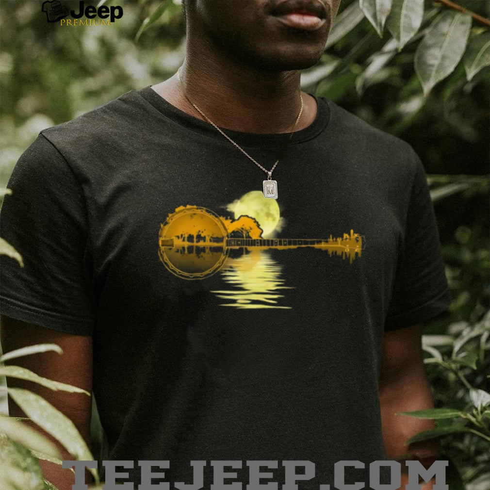 Banjo Landscape Reflections Under Full Moon Music T Shirt
