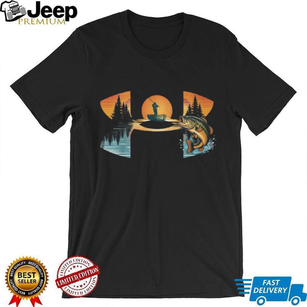 Bass Fishing Sunset Silhouette Fisherman Graphic T Shirt