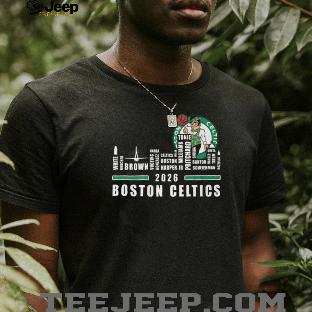 Boston Celtics 2026 Team Roster Skyline Basketball Fan T Shirt
