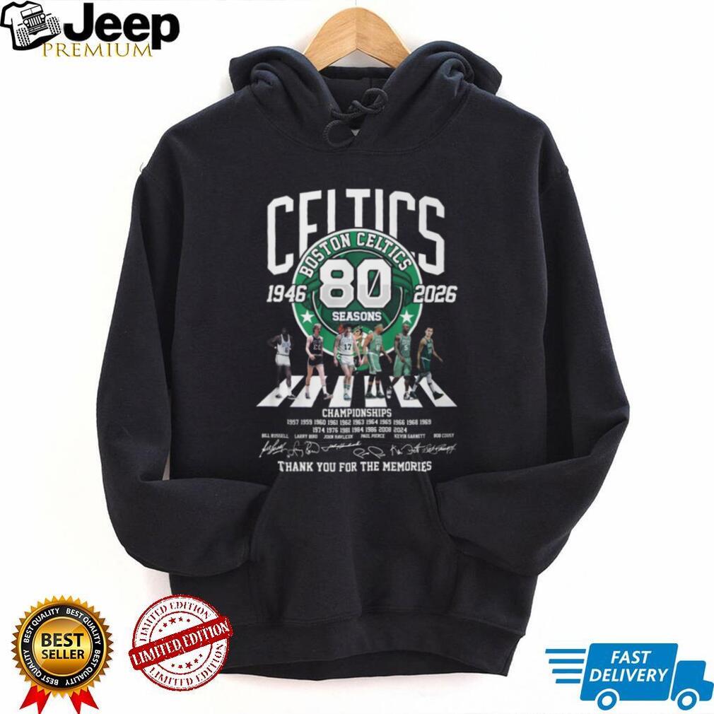 Boston Celtics 80 Seasons 1946 2026 Championships Abbey Road T Shirt