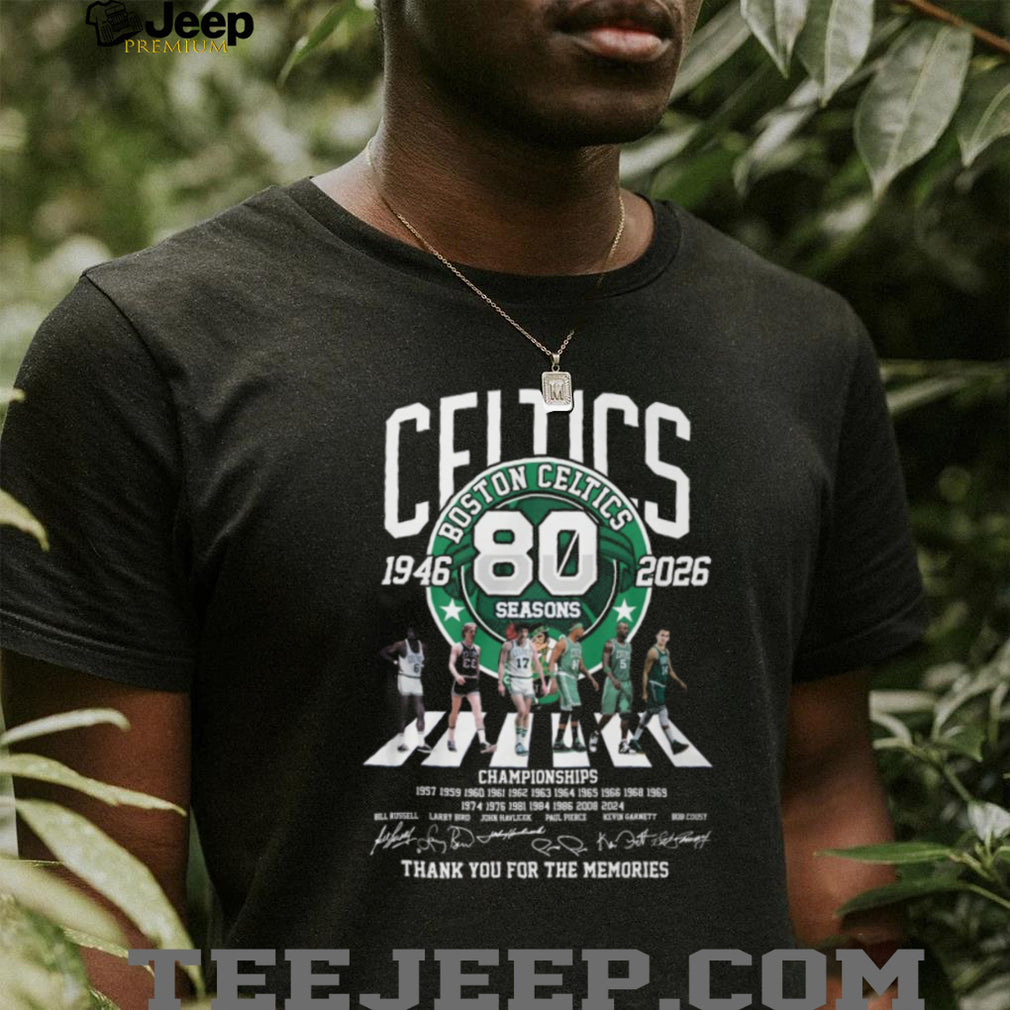 Boston Celtics 80 Seasons 1946 2026 Legends Signatures T Shirt