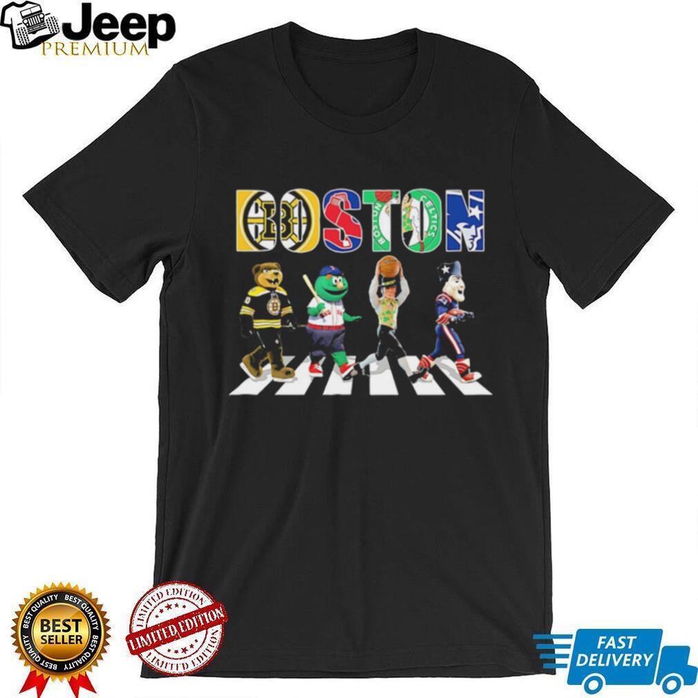 Boston City Sports Mascots Bruins Red Sox Celtics Patriots T shirt