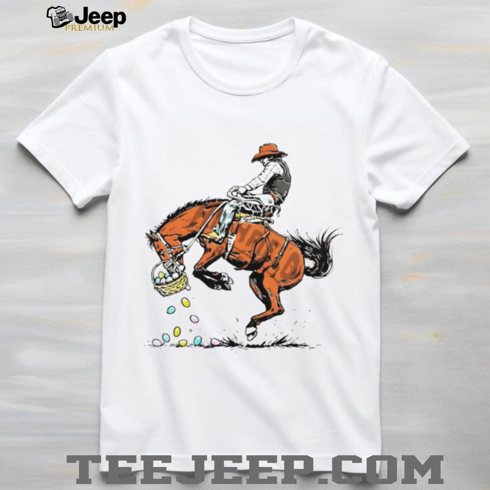 Bucking Bronco Cowboy Spilling Easter Egg Basket T Shirt