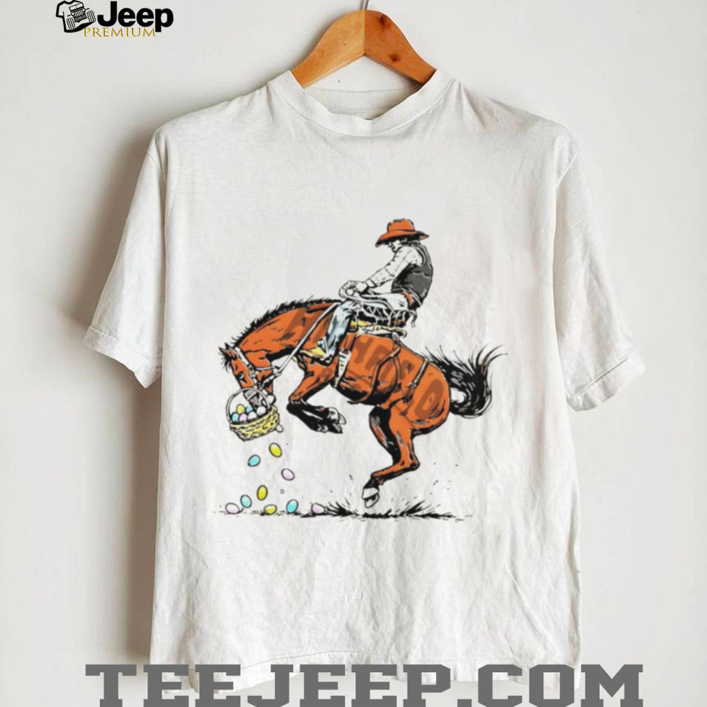 Bucking Bronco Cowboy Spilling Easter Egg Basket T Shirt