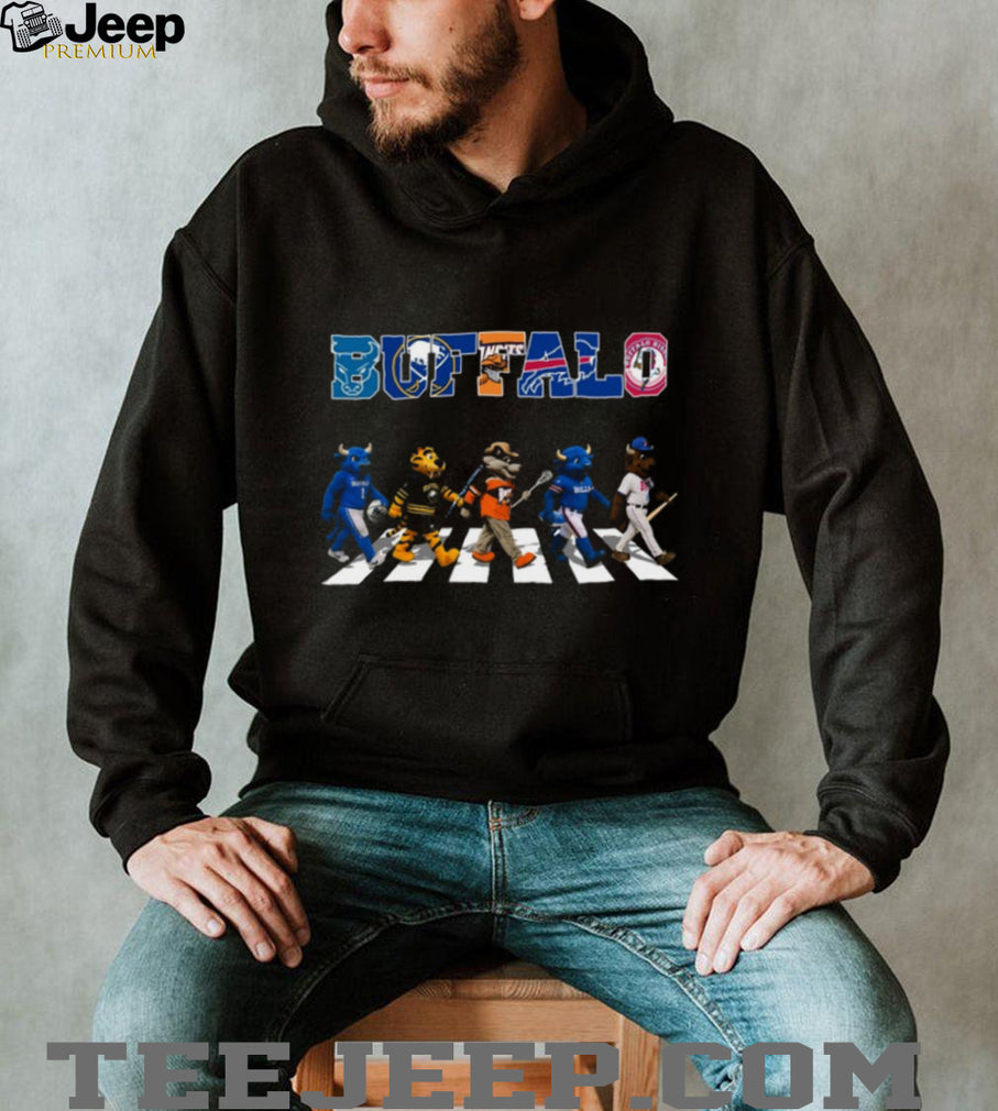 Buffalo Sports Mascots Abbey Road Crossing Bills Sabres Bisons T Shirt