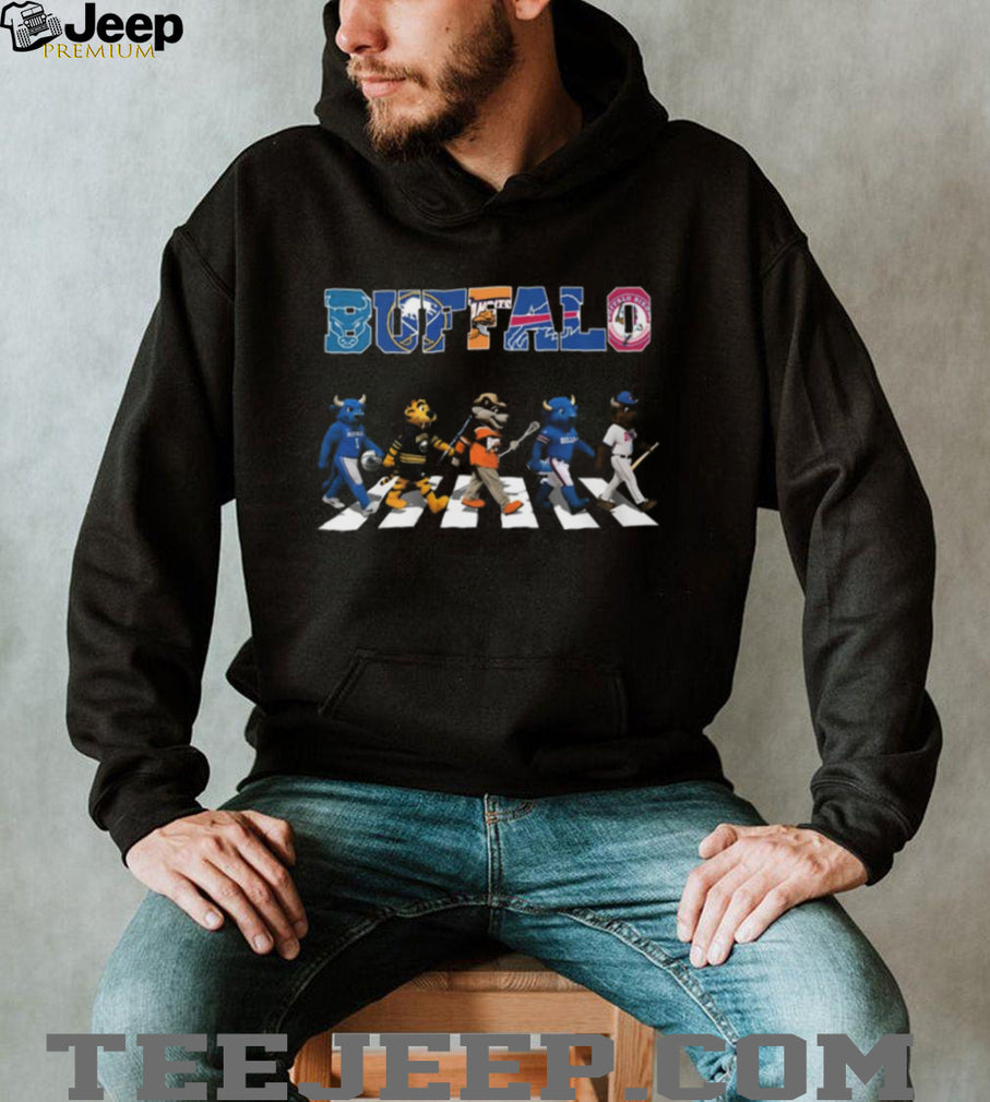 Buffalo Sports Teams Mascots Abbey Road Crossing Buffalo Fans T Shirt