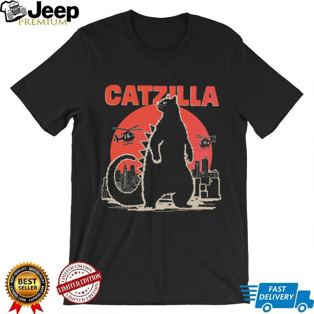 Catzilla Japanese Kaiju Movie Parody Giant Cat City Graphic T Shirt