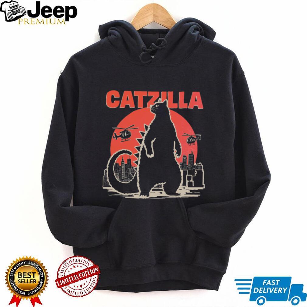 Catzilla Japanese Kaiju Movie Parody Giant Cat City Graphic T Shirt