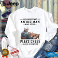 Chess Playing Old Man Seventies Strategy Board Game Shirt