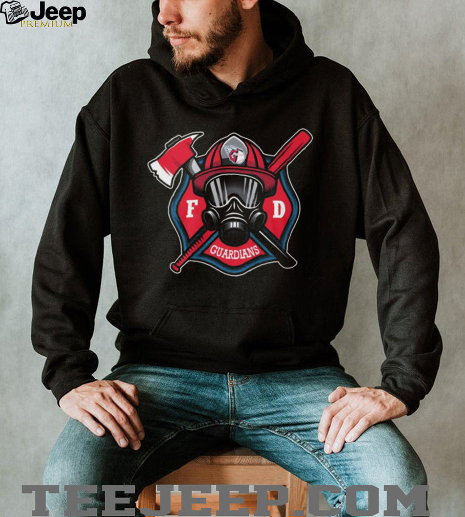 Cleveland Guardians Firefighter FD First Responder Baseball Fans Retro Men Women Black T Shirt
