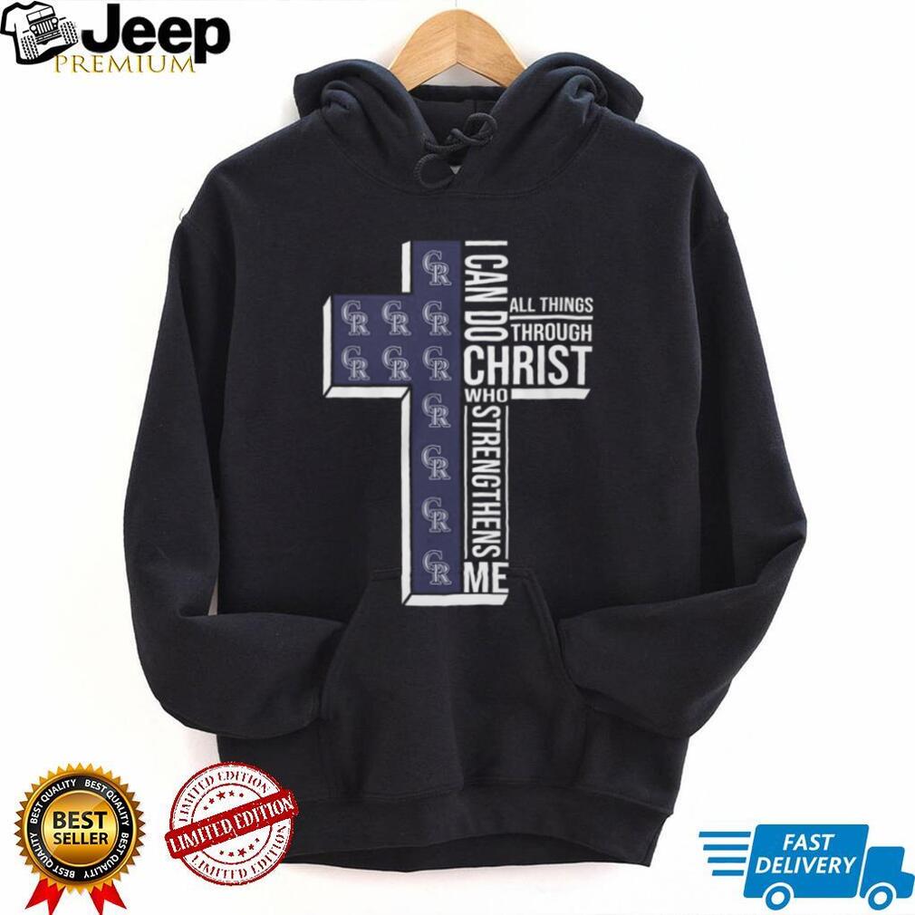 Colorado Rockies Christian Faith T Shirt Strengthening Cross Design
