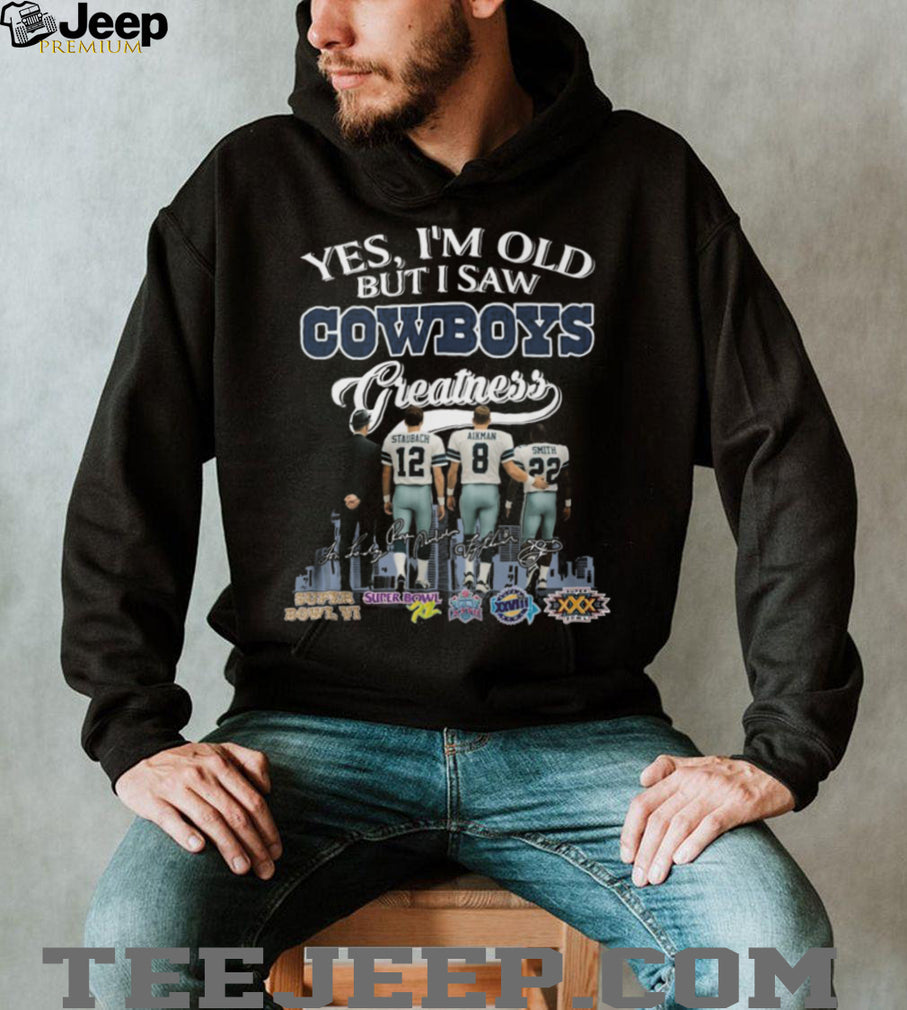 Cowboys Greatness Staubach Aikman Smith Tom Landry Signature T Shirt