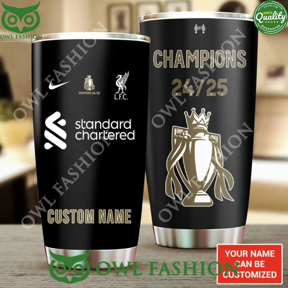 Signature Custom name Limited Football Liverpool Champions 2024 2025 tumbler