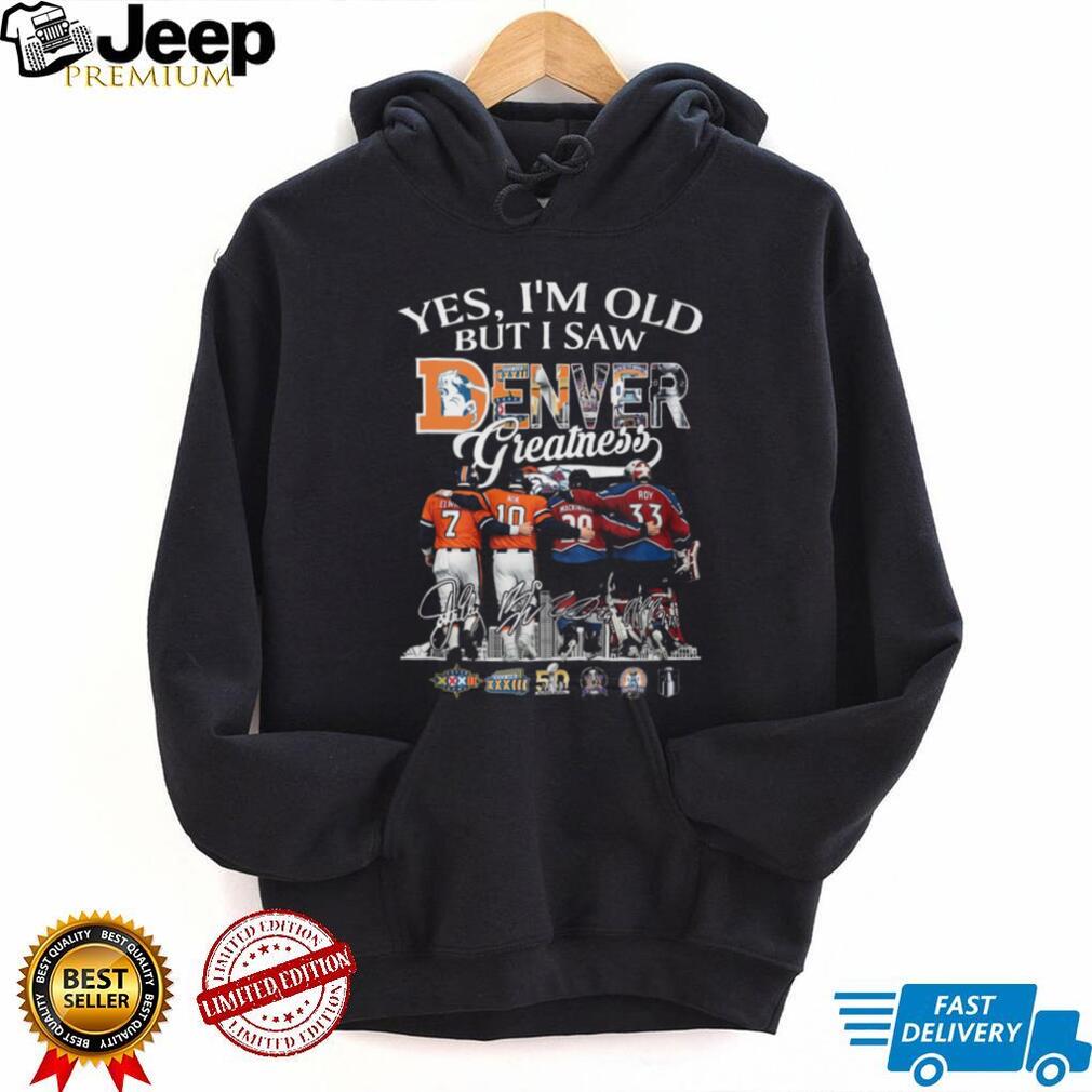 Denver Greatness Broncos and Avalanche Legends Signatures Sports Fan T Shirt