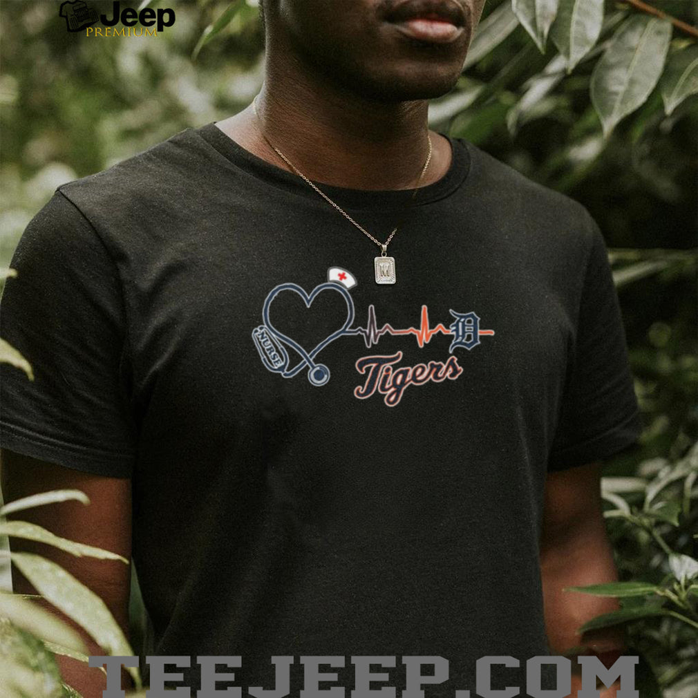 Detroit Tigers Heartbeat Stethoscope Nurse Baseball Fan T Shirt