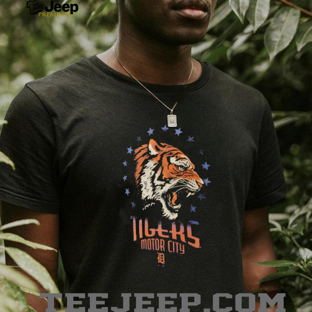 Detroit Tigers Motor City Baseball Tiger Head Vintage Logo T Shirt