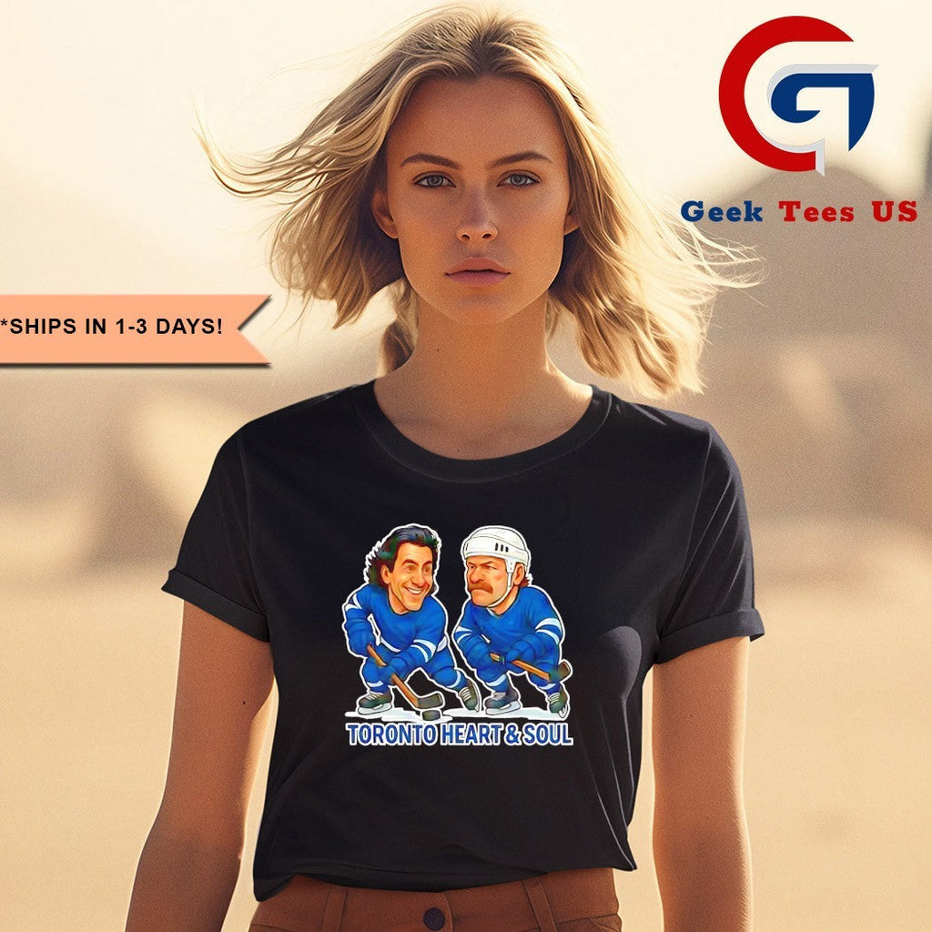 Doug Gilmour and Wendel Clark Toronto Heart & Soul Hockey caricatures shirt