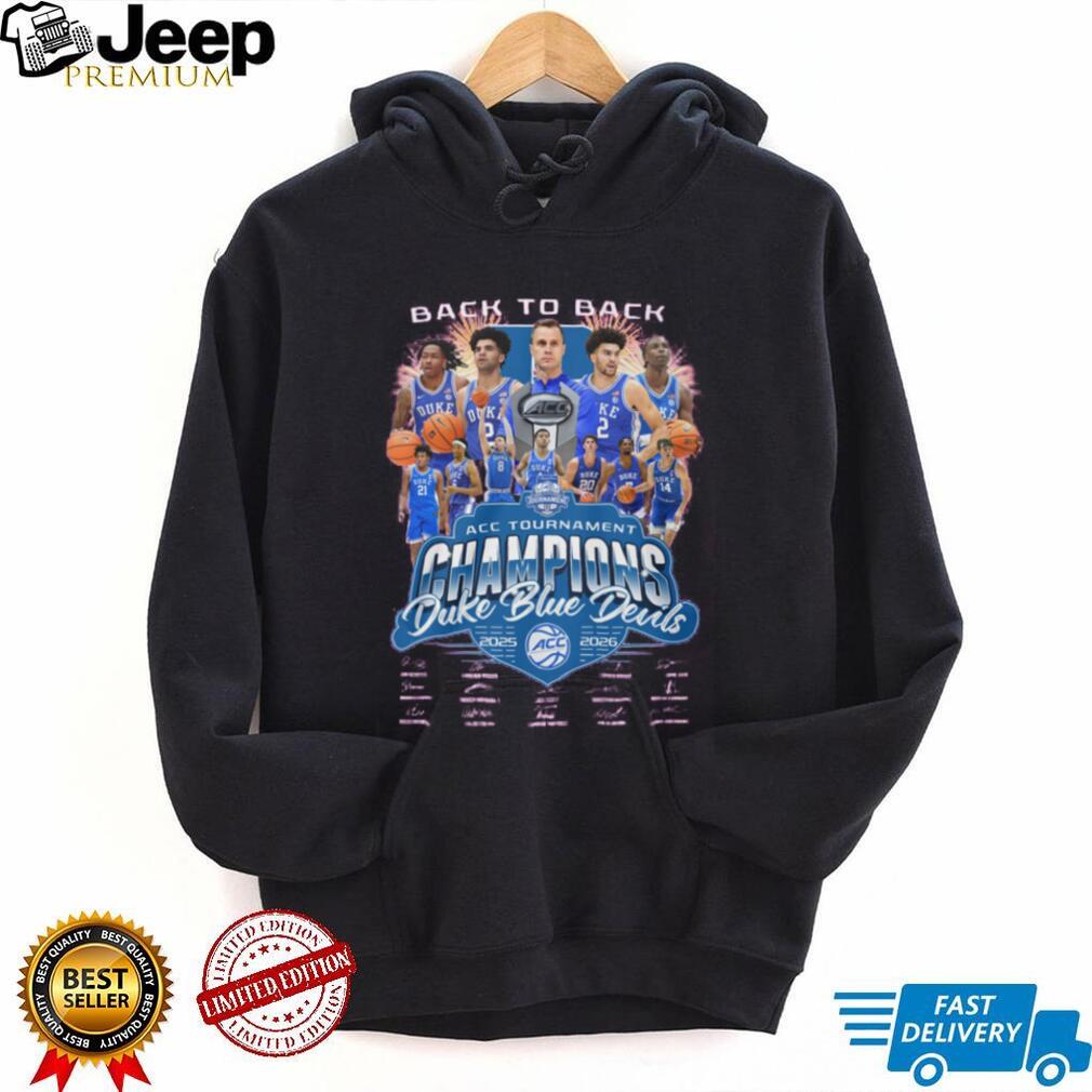 Duke Basketball Back to Back ACC Tournament Champions 2025 2026 Pink T Shirt