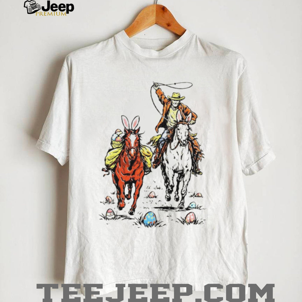 Easter Rodeo Cowboy and Bunny Horses Western T Shirt