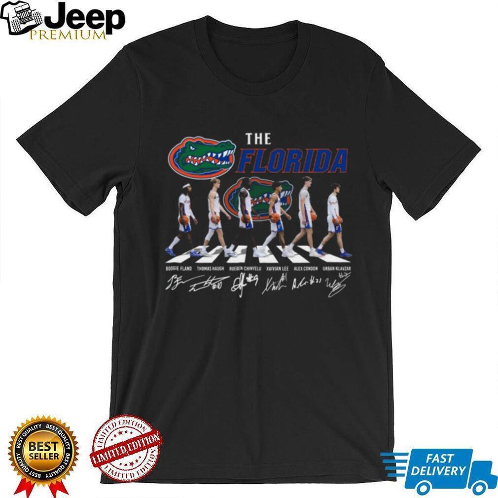 Florida Gators Abbey Road Basketball Team Signatures Black T Shirt