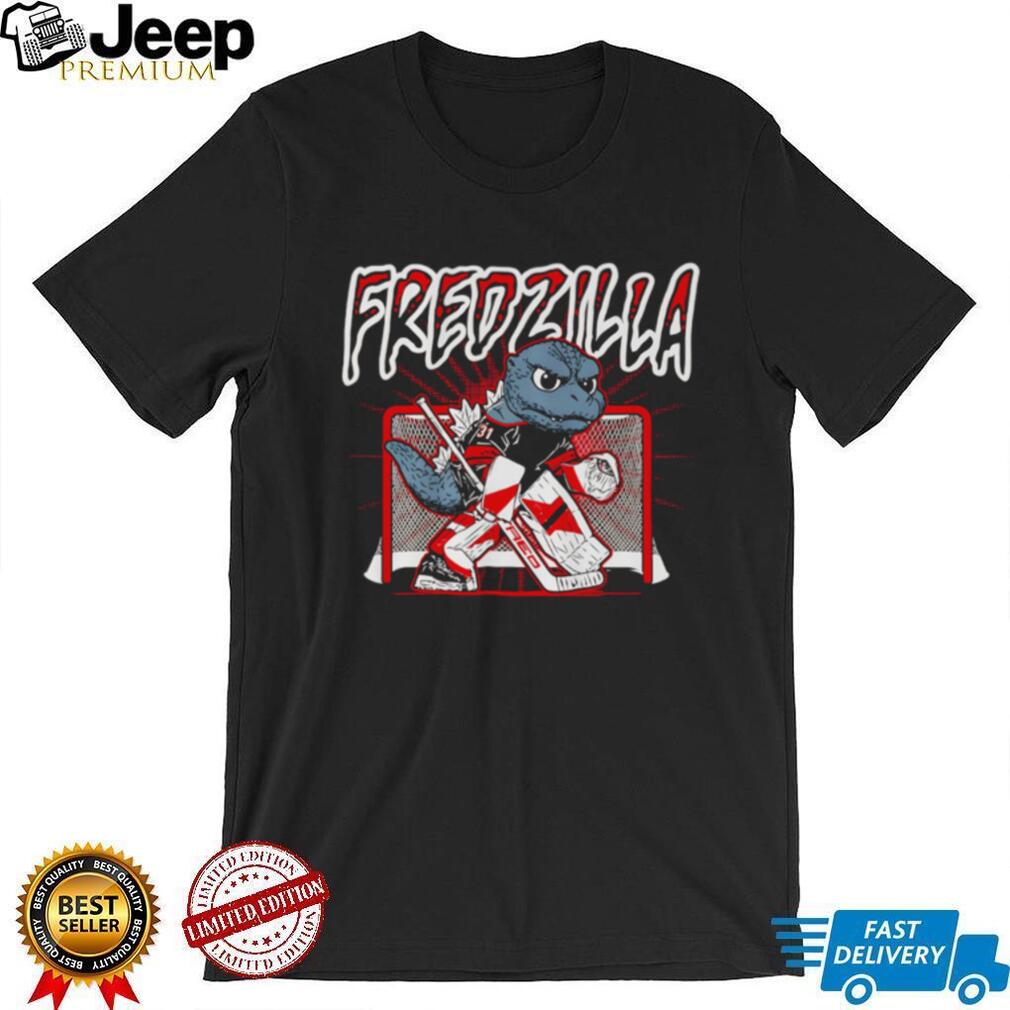 Fredzilla Hockey Goalie Monster Mascot Funny Sports Graphic T Shirt