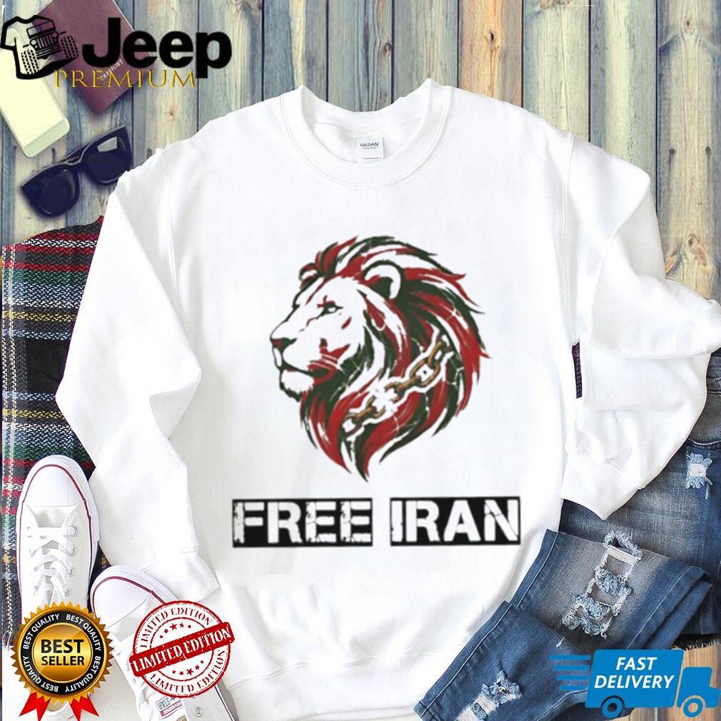 Free Iran Lion and Broken Chains Activism Graphic Cotton T Shirt