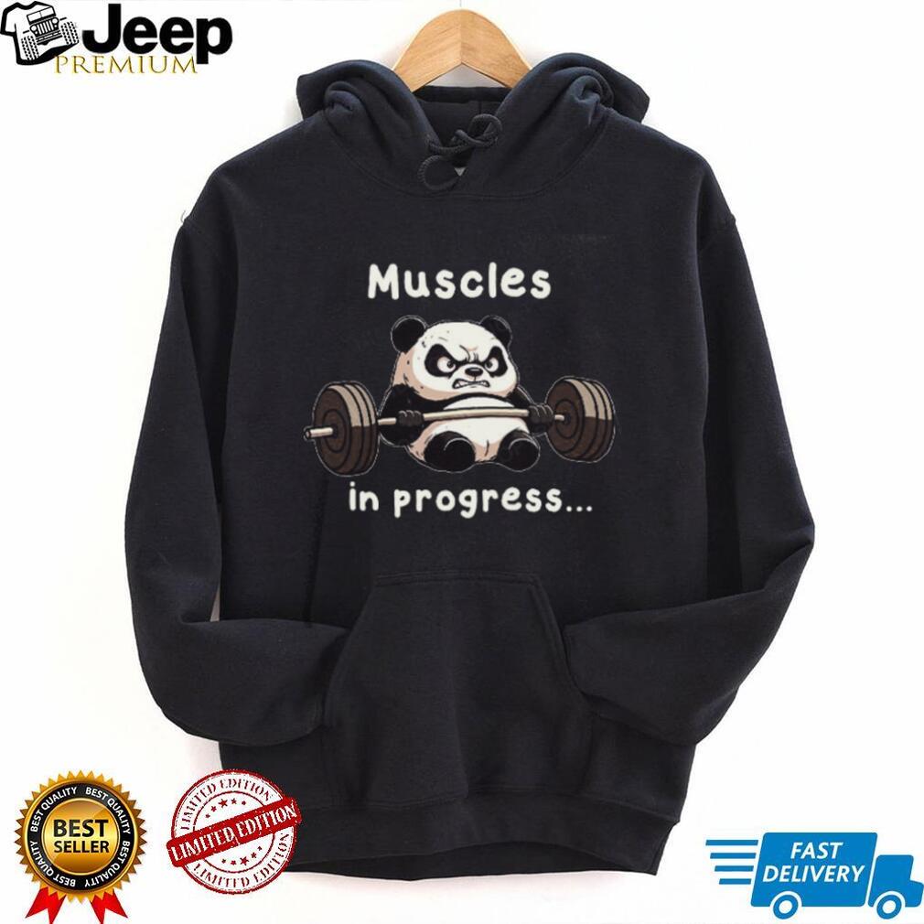 Funny Gym Panda Lifting Barbell Muscles In Progress T Shirt