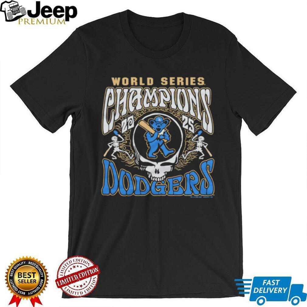 Grateful Dead x LA Dodgers 2025 World Series Champions Steal Your Face Black T shirt
